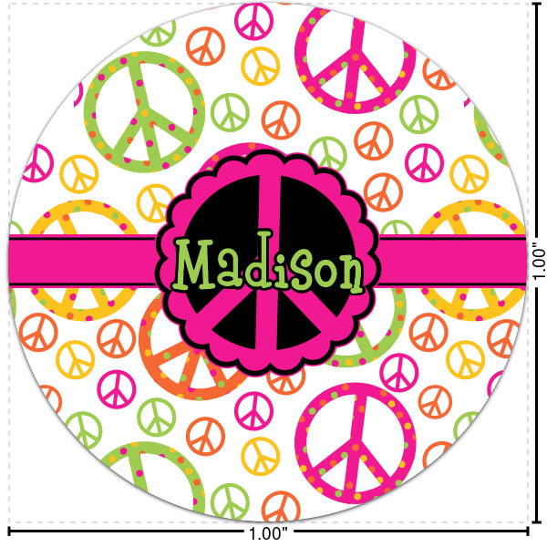 Custom Peace Sign Multipurpose Round Labels - 1" (Personalized)