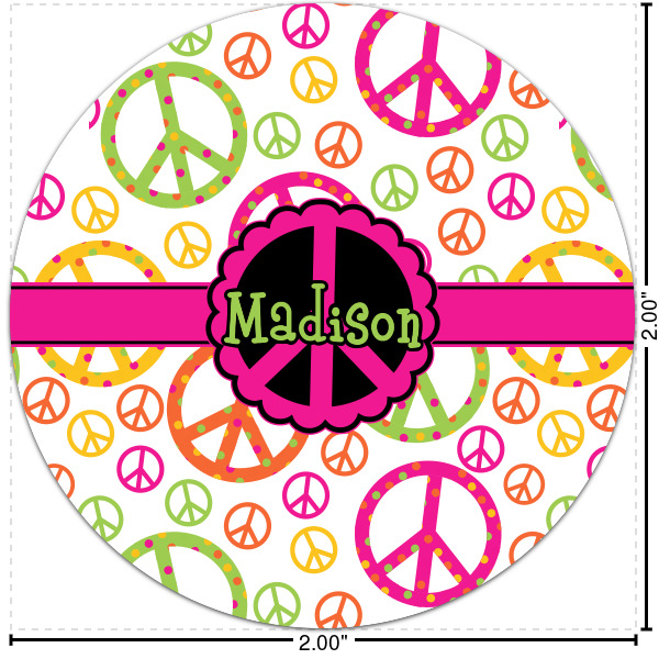 Custom Peace Sign Multipurpose Round Labels - 2" (Personalized)