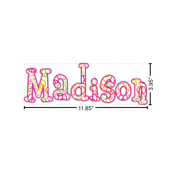 Custom Peace Sign Name/Text Decal - Small (Personalized)