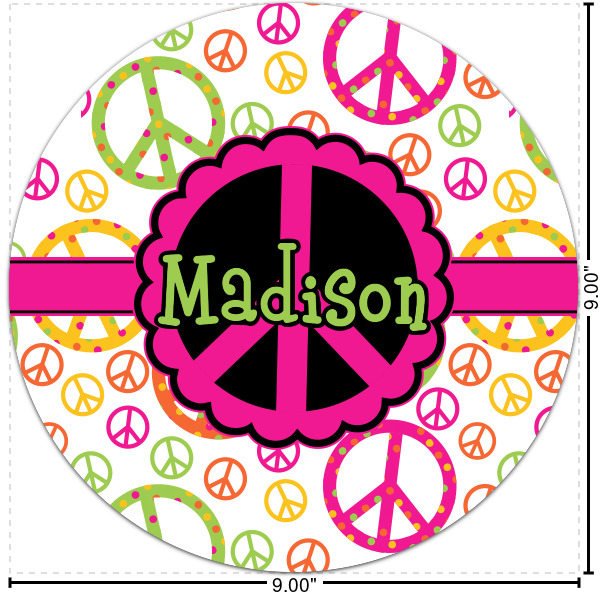 Custom Peace Sign Round Decal - Small (Personalized)