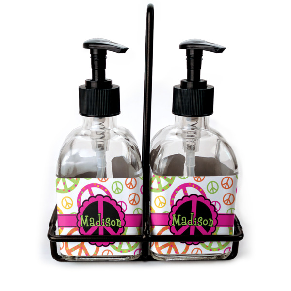 Custom Peace Sign Glass Soap & Lotion Bottles (Personalized)