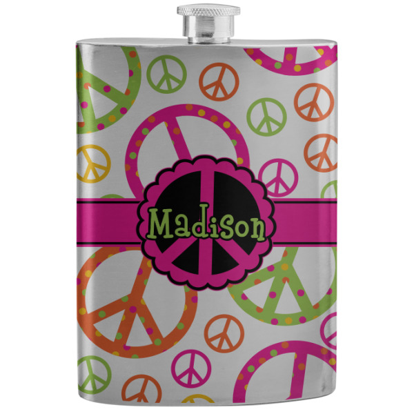 Custom Peace Sign Stainless Steel Flask (Personalized)