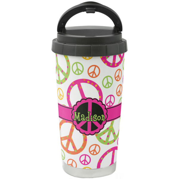 Custom Peace Sign Stainless Steel Coffee Tumbler (Personalized)