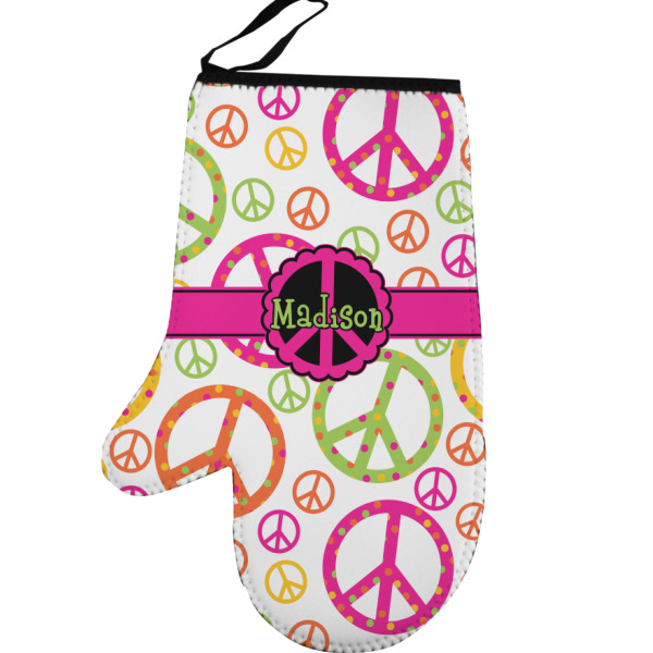 Custom Peace Sign Left Oven Mitt (Personalized)