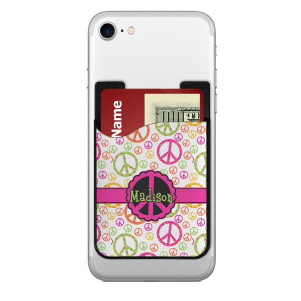 Custom Peace Sign 2-in-1 Cell Phone Credit Card Holder & Screen Cleaner (Personalized)