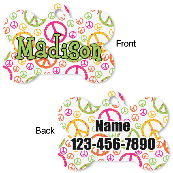Custom Design - Bone Shaped Dog ID Tag - Small - Front & Back View