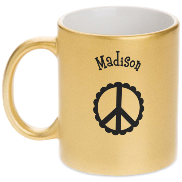 Custom Peace Sign Metallic Mug (Personalized)