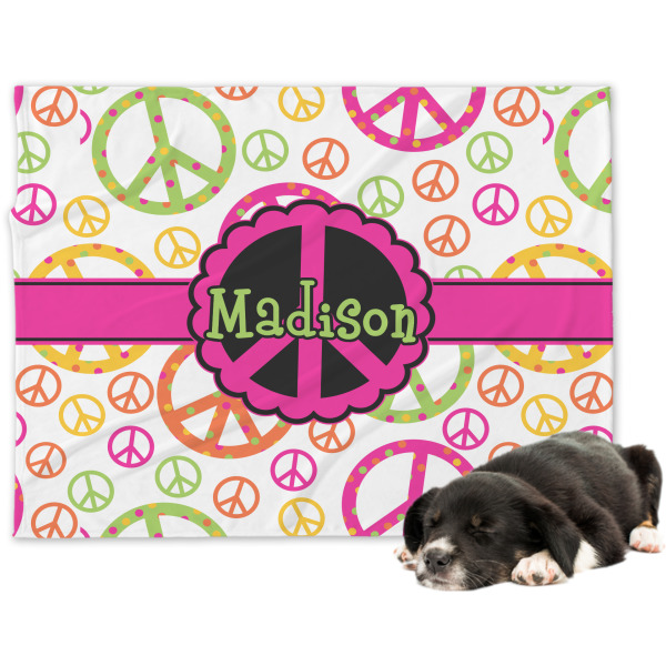 Custom Peace Sign Dog Blanket - Large (Personalized)