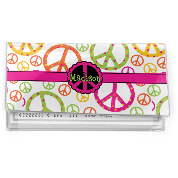 Custom Peace Sign Vinyl Checkbook Cover (Personalized)