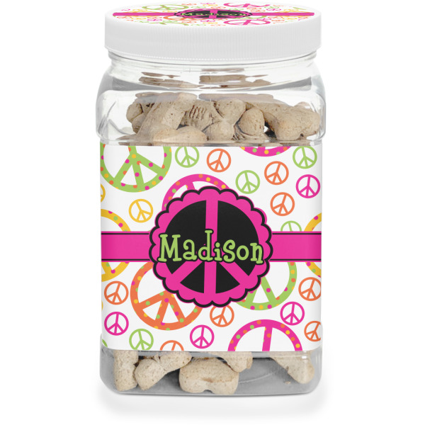 Custom Peace Sign Dog Treat Jar (Personalized)
