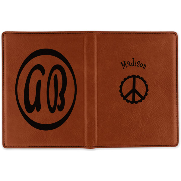 Custom Design - Cognac Leather Passport Holder Outside Double Sided - Apvl