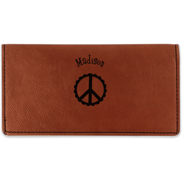 Custom Peace Sign Leatherette Checkbook Holder (Personalized)