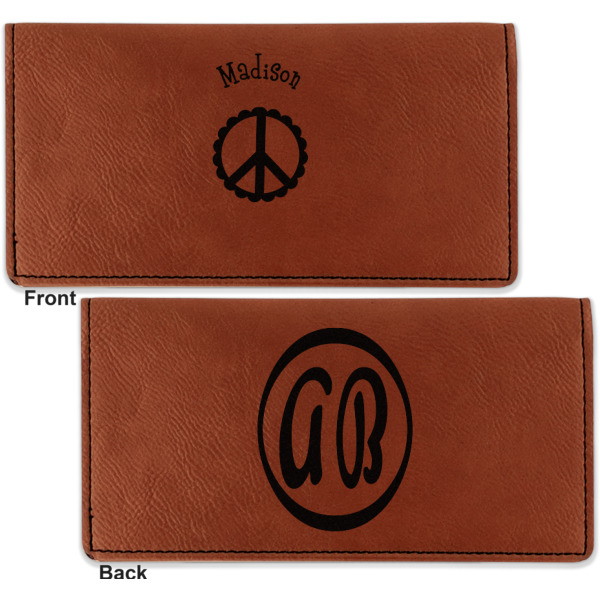 Custom Design - Leather Checkbook Holder Front and Back