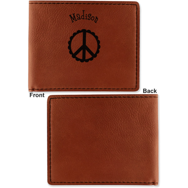 Custom Design - Cognac Leatherette Bifold Wallets - Front and Back Single Sided - Apvl