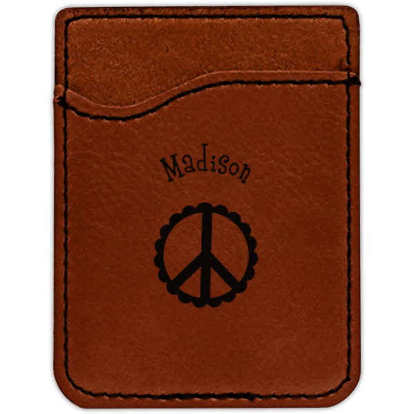 Custom Design - Cognac Leatherette Phone Wallet close up