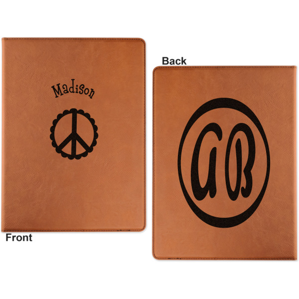 Custom Design - Cognac Leatherette Portfolios with Notepad - Large - Double Sided - Apvl