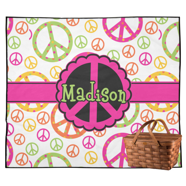 Custom Peace Sign Outdoor Picnic Blanket (Personalized)