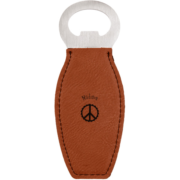 Custom Peace Sign Leatherette Bottle Opener (Personalized)