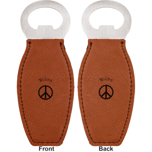 Custom Design - Leather Bar Bottle Opener - Front and Back (double sided)