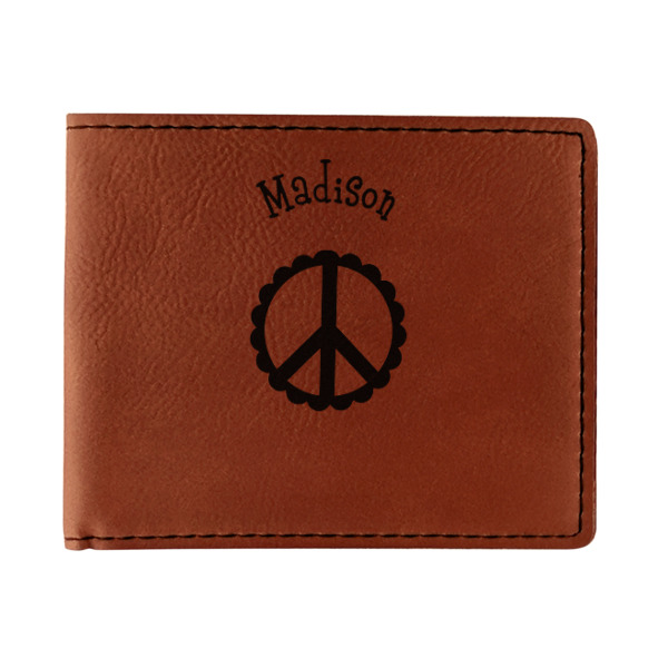 Custom Peace Sign Leatherette Bifold Wallet (Personalized)
