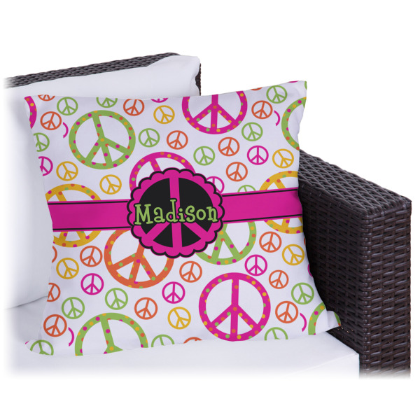 Custom Peace Sign Outdoor Pillow (Personalized)