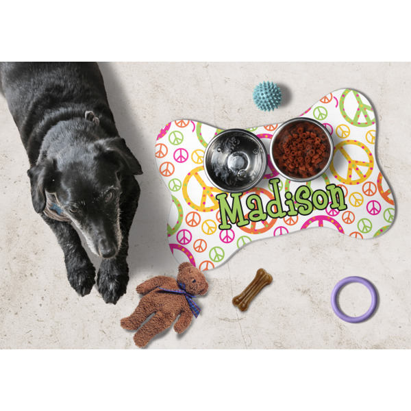 Custom Design - Bone Shaped Mat w/ Food & Water