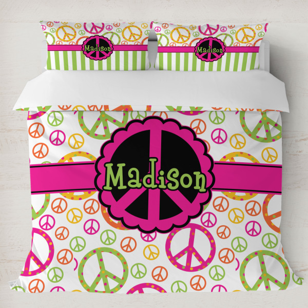 Custom Peace Sign Duvet Cover Set - King (Personalized)