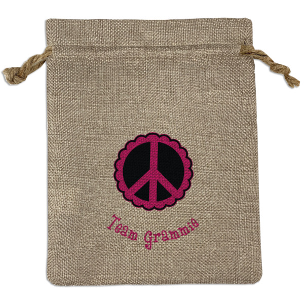Custom Peace Sign Burlap Gift Bag