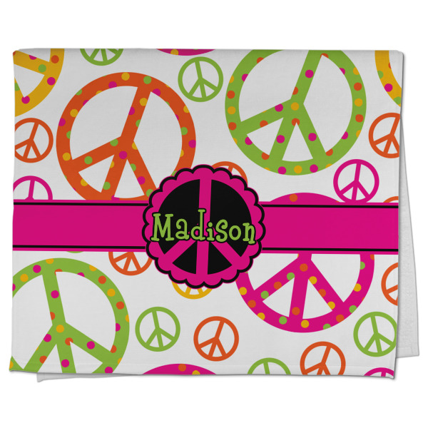 Custom Peace Sign Kitchen Towel - Poly Cotton w/ Name or Text