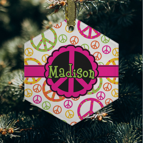 Custom Design - Frosted Glass Ornament - Hexagon (Lifestyle)