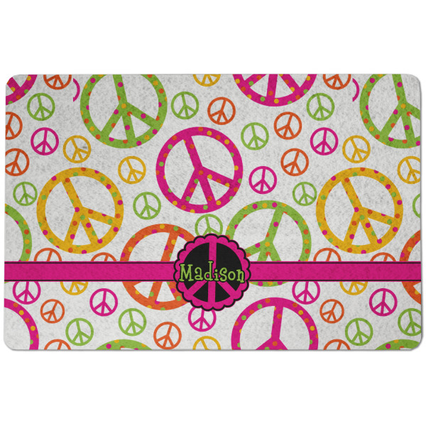 Custom Peace Sign Dog Food Mat w/ Name or Text