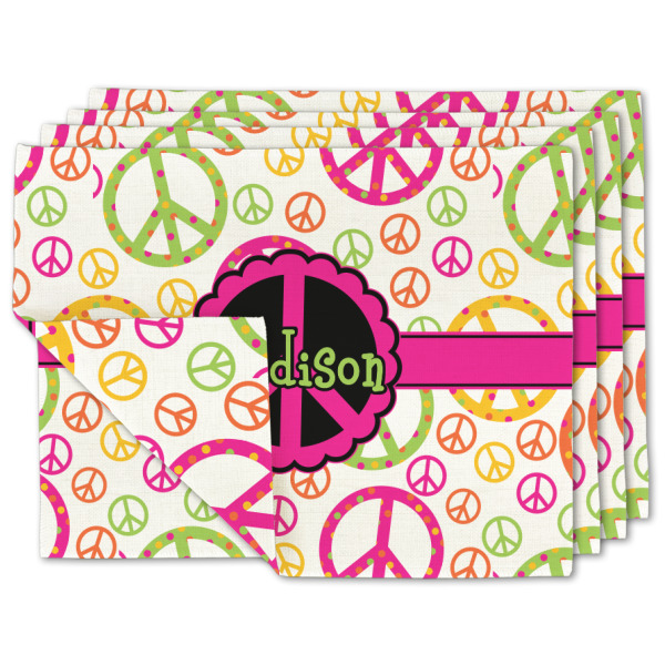 Custom Peace Sign Linen Placemat w/ Name or Text