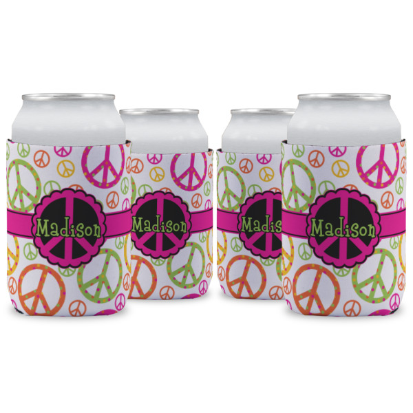 Custom Peace Sign Can Cooler (12 oz) - Set of 4 w/ Name or Text