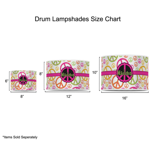 Custom Design - Drum Lampshades - Sizing Chart