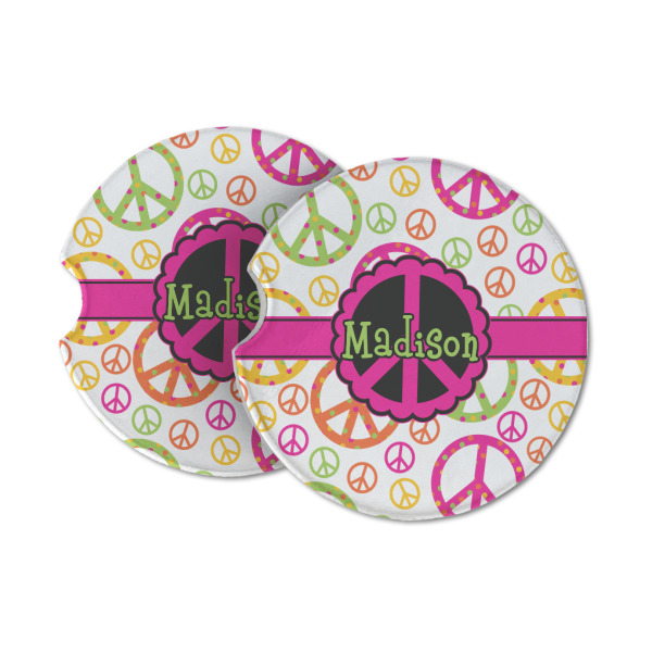 Custom Peace Sign Sandstone Car Coasters (Personalized)