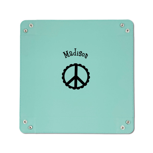 Custom Design - 6" x 6" Teal Leatherette Snap Up Tray - APPROVAL