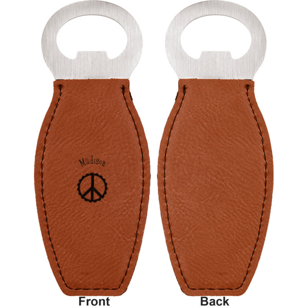 Custom Design - Leather Bar Bottle Opener - Front and Back (single sided)