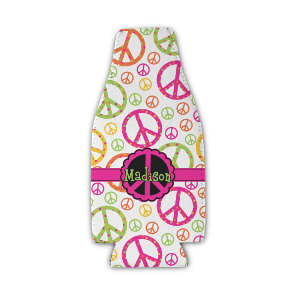 Custom Peace Sign Zipper Bottle Cooler (Personalized)