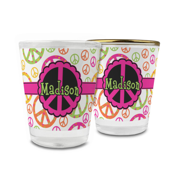 Custom Peace Sign Glass Shot Glass - 1.5 oz (Personalized)