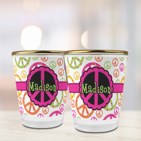 Custom Design - Glass Shot Glass - Gold Rim - Lifestyle