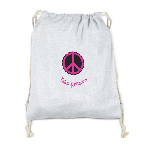 Custom Peace Sign Drawstring Backpack - Sweatshirt Fleece