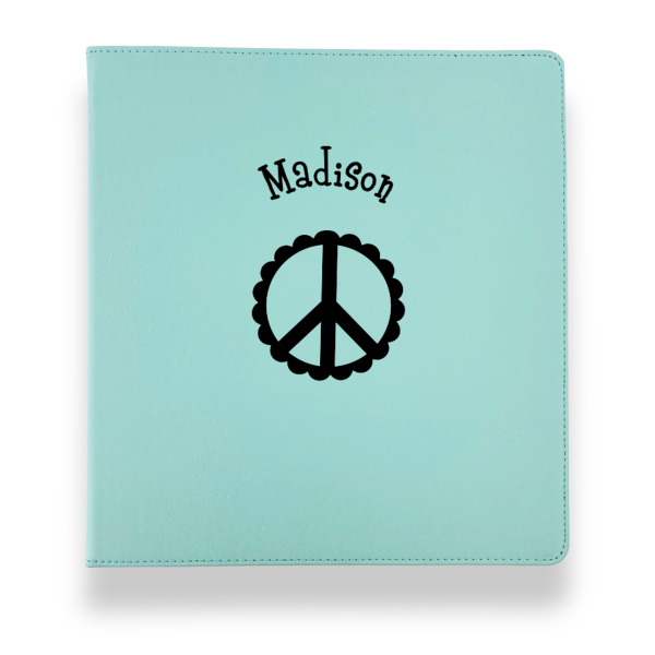 Custom Design - Leather Binders - 1" - Teal - Front View