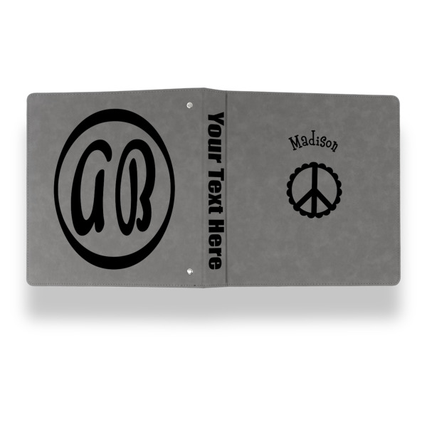 Custom Design - Leather Binder - 1" - Grey - Back Spine Front View