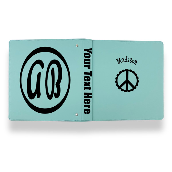 Custom Design - Leather Binder - 1" - Teal - Back Spine Front View