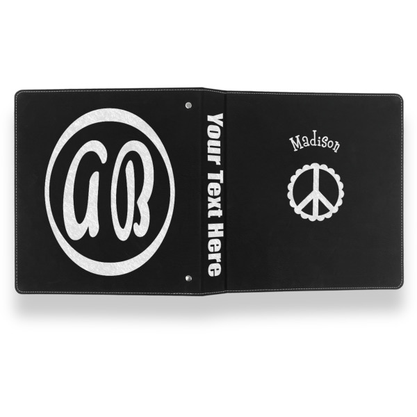 Custom Design - Leather Binder - 1" - Black- Back Spine Front View