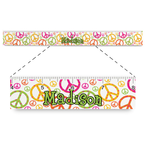 Custom Peace Sign Plastic Ruler - 12" (Personalized)