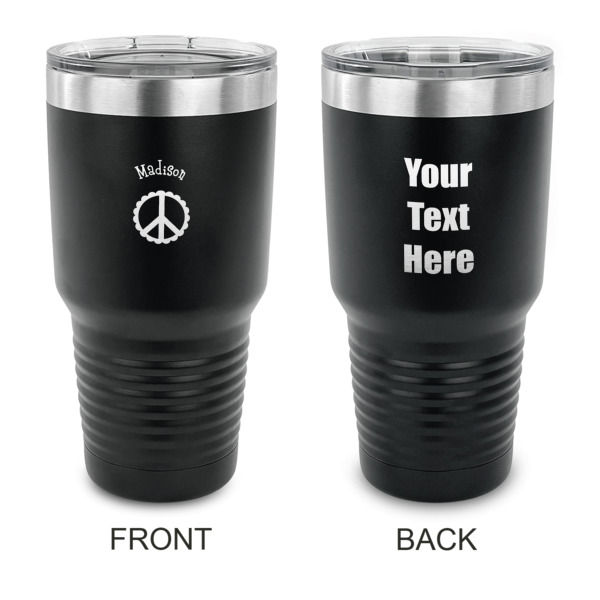 Custom Peace Sign 30 oz Stainless Steel Tumbler - Black - Double Sided (Personalized)
