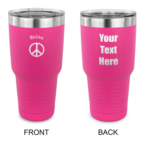 Custom Peace Sign 30 oz Stainless Steel Tumbler - Pink - Double Sided (Personalized)