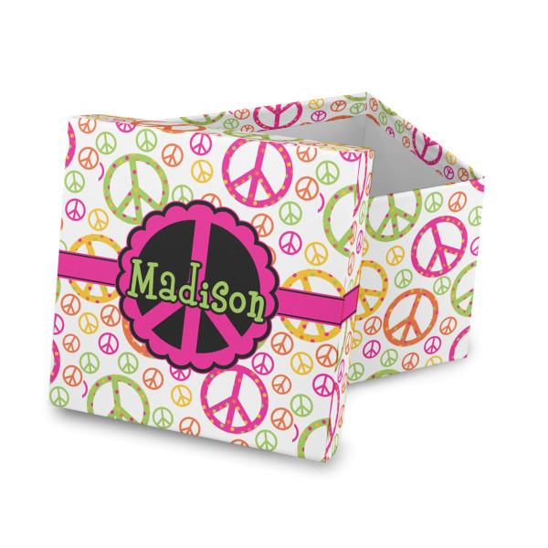 Custom Peace Sign Gift Box with Lid - Canvas Wrapped (Personalized)