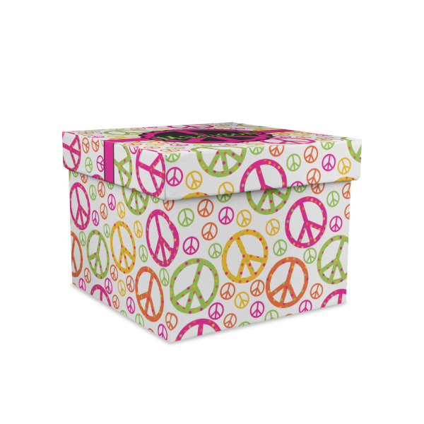 Custom Peace Sign Gift Box with Lid - Canvas Wrapped - Medium (Personalized)